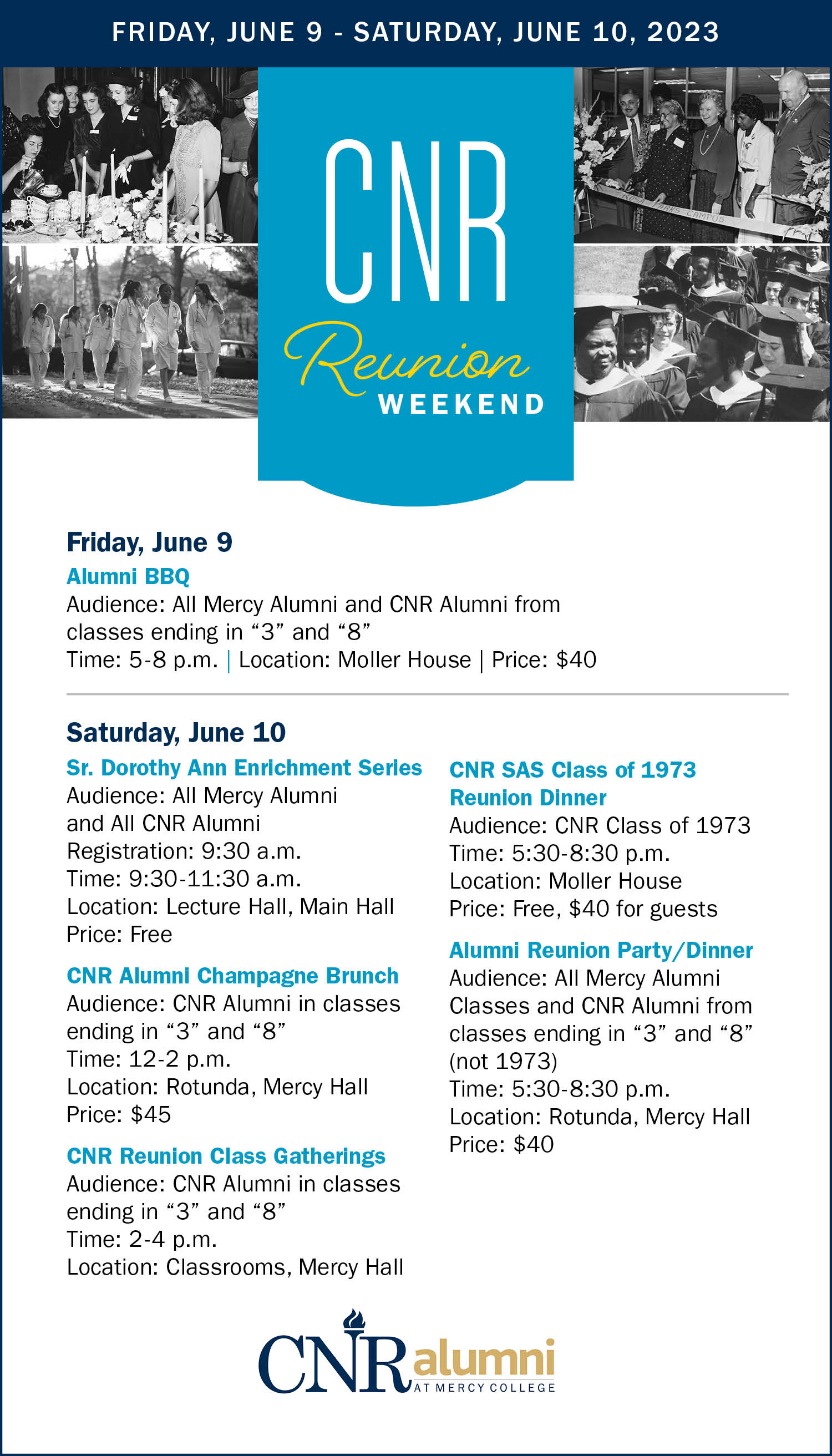 CNR 2023 Reunion Event Schedule
